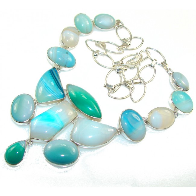Awesome Design!! Multicolor Agate Sterling Silver necklace