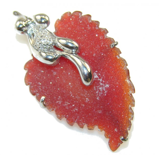 Excellent Brown Agate Druzy Sterling Silver Pendant