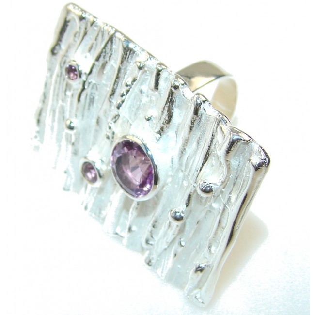 Big!! Italy Made! Purple Amethyst Sterling Silver ring s. 8
