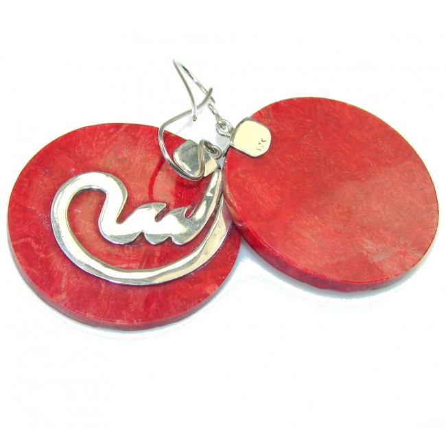 Big!! True Love! Fossilized Coral Sterling Silver earrings