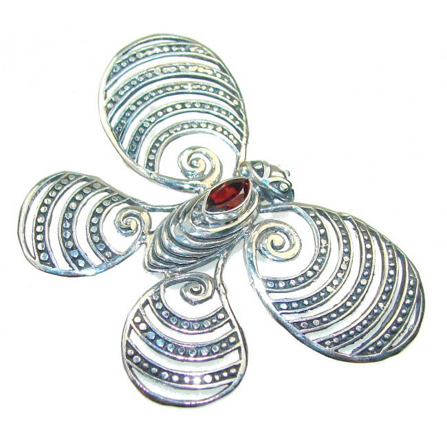 New Design!! Red Garnet Sterling Silver Pendant