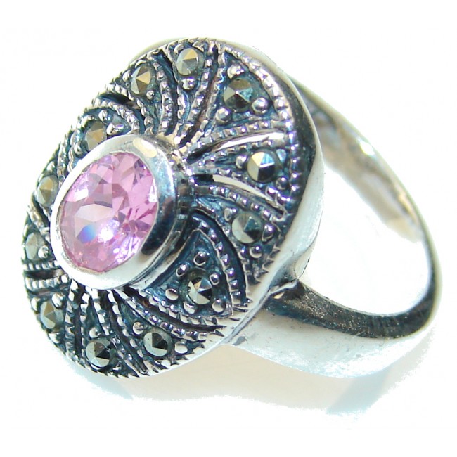 Delicate Pink Topaz Sterling Silver ring; size 7