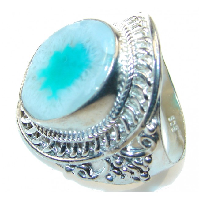Amazing Blue Agate Sterling Silver ring; s. 13 1/2