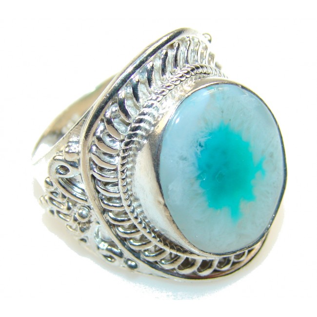 Amazing Blue Agate Sterling Silver ring; s. 13 1/2
