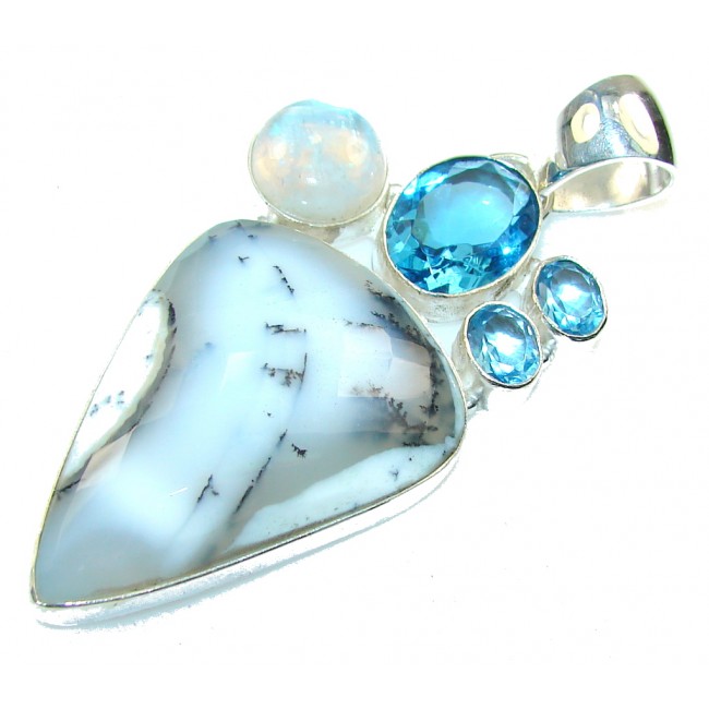 My Sweet!! White Dendritic Agate Sterling Silver Pendant