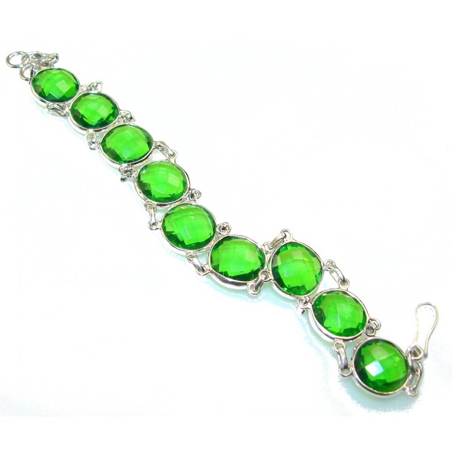 Fresh Created Green Peridot Sterling Silver Bracelet
