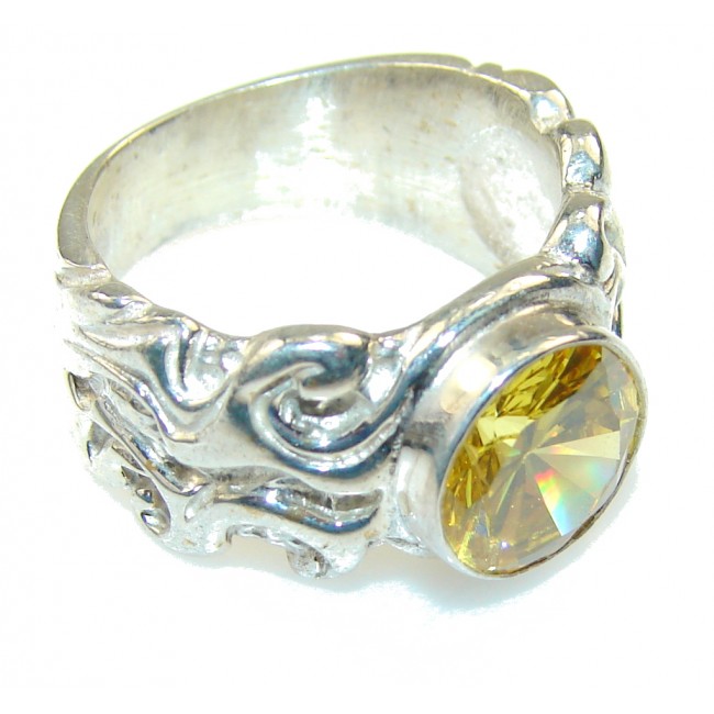 Sunshine Yellow Quartz Sterling Silver Ring s. 8
