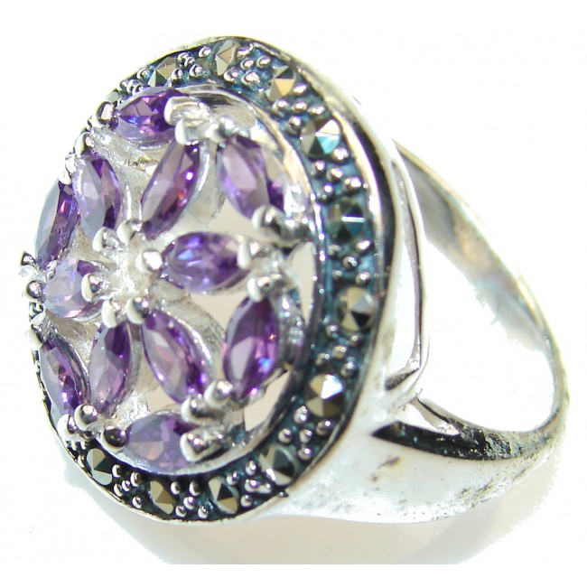 Awesome Purple Amethyst Sterling Silver ring; size 8 1/2