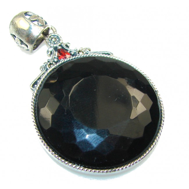 Natural Black Onyx Sterling Silver Pendant