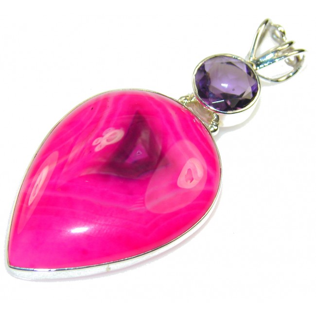 Princess Pink Agate Sterling Silver Pendant