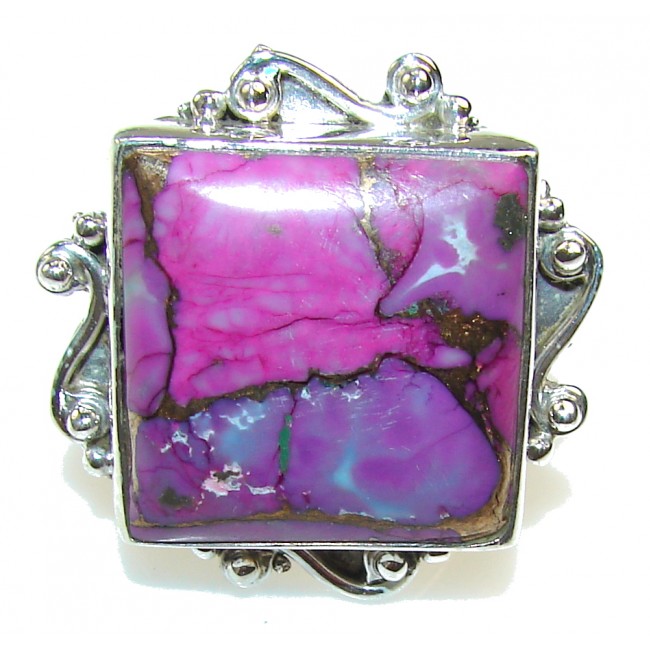 Purple Copper Turquoise Sterling Silver Ring s. 11