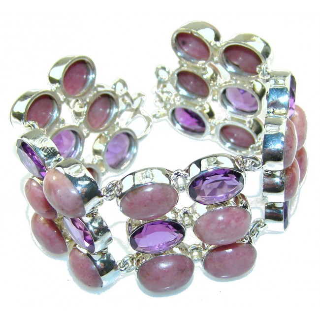 Fabulous Design!! Rhodonite Sterling Silver Bracelet