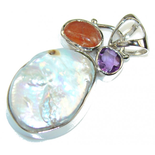 Fabulous Mother Of Pearl Sterling Silver Pendant