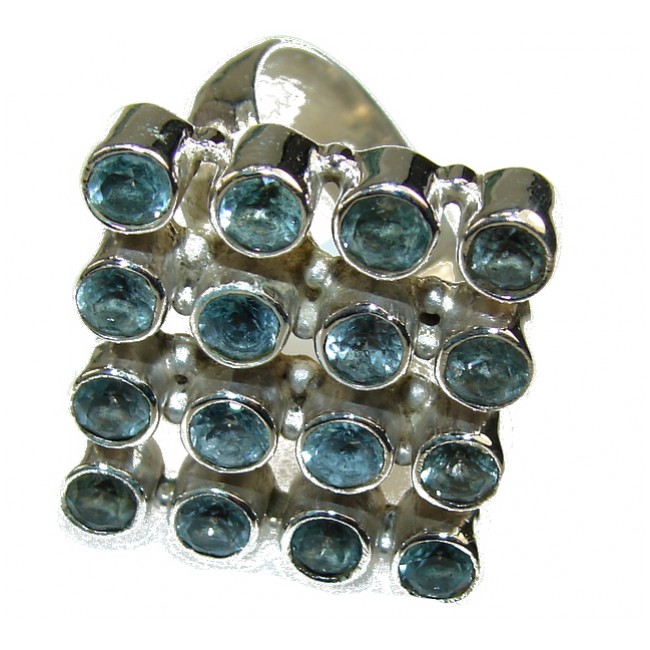 New Fabulous Blue Topaz Sterling Silver Ring s. 8