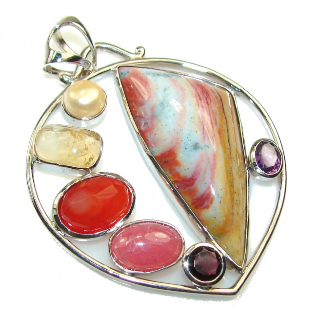 Big Fabulous Design Of Imperial Agate Sterling Silver Pendant