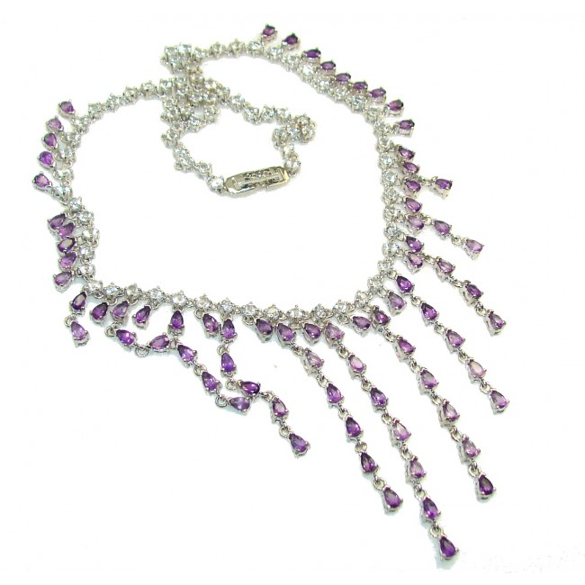 Gorgeous Design! Natural Amethyst Topaz .925 Sterling Silver Necklace
