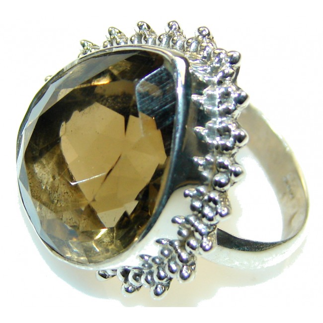 Amazing Brown Smoky Topaz Sterling Silver ring; s. 9 1/2
