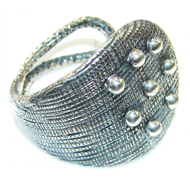 Italy Made Silver Rhodium Plated Sterling Silver Ring s. 11 - adjustable