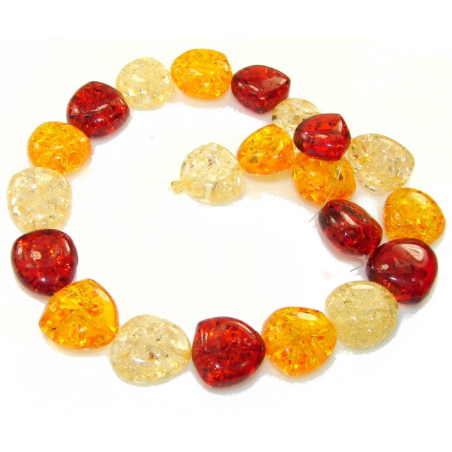Great Shiny Baltic Gift Pressed Amber Beads Strand