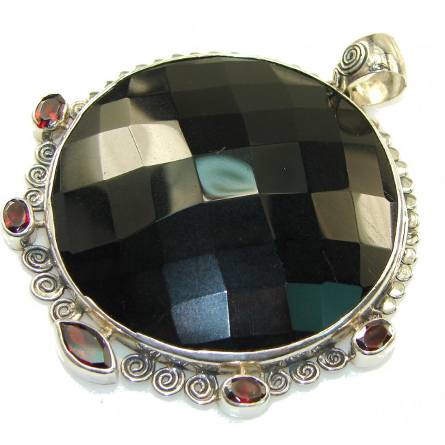 Awesome Natural Black Onyx Sterling Silver Pendant