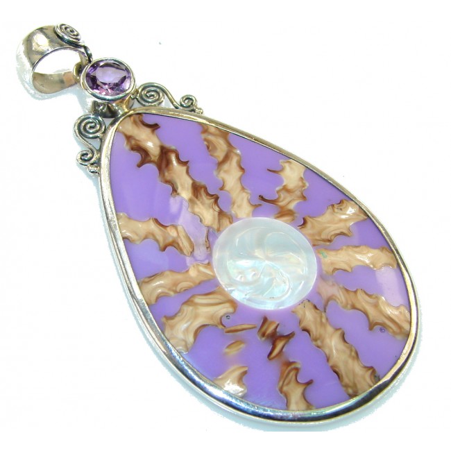 Stylish Purple Ocean Shell Sterling Silver Pendant