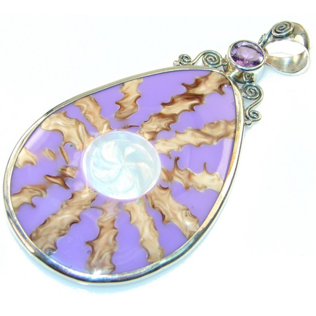 Stylish Purple Ocean Shell Sterling Silver Pendant