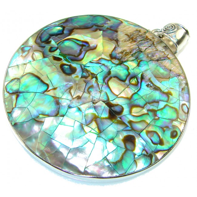 Big! Vision Rainbow Abalone Sterling Silver Pendant