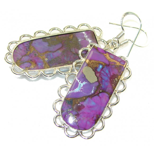 Purple Copper Turquoise Sterling Silver earrings