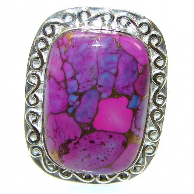 Big! Purple Copper Turquoise Sterling Silver Ring s. 12