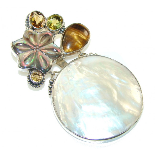 Large!! Fabulous Design! Blister Pearl Sterling Silver pendant