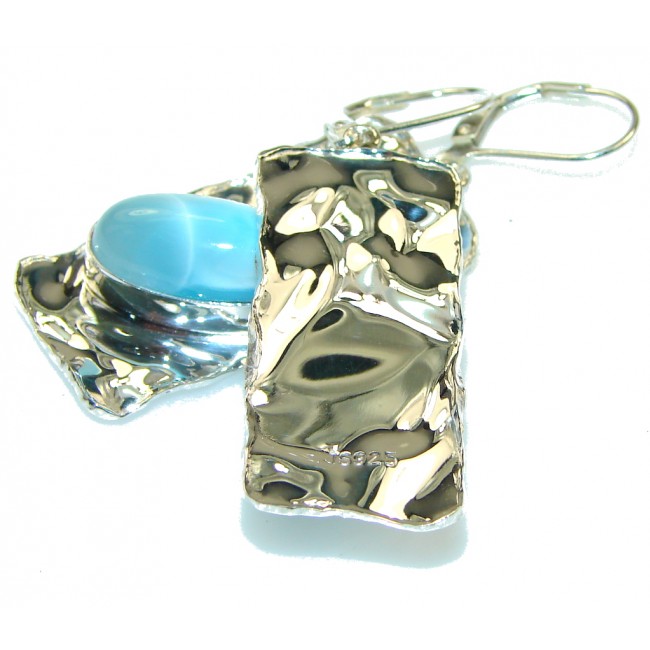 Amazing! Light Blue Larimar Sterling Silver earrings