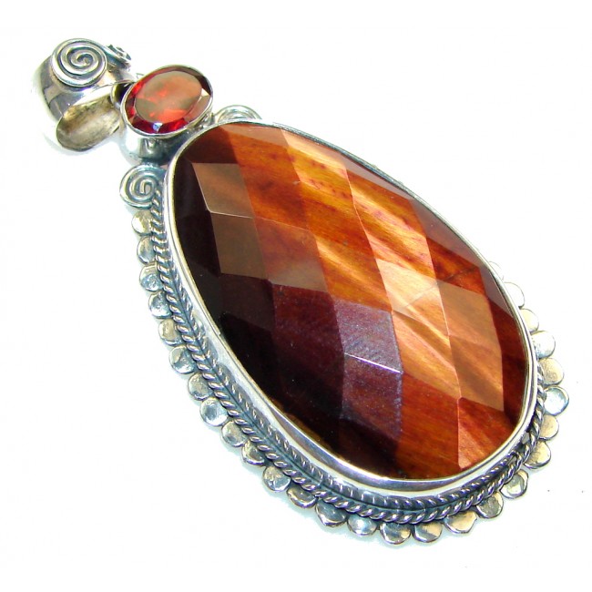 Amazing!! Brown Tigers Eye Sterling Silver Pendant