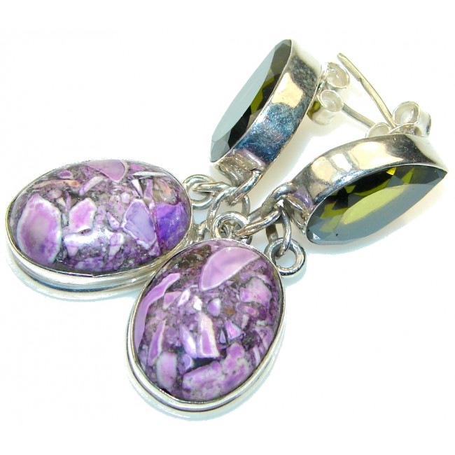 Fantastic!! Purple Crinoid Fossil Sterling Silver earrings
