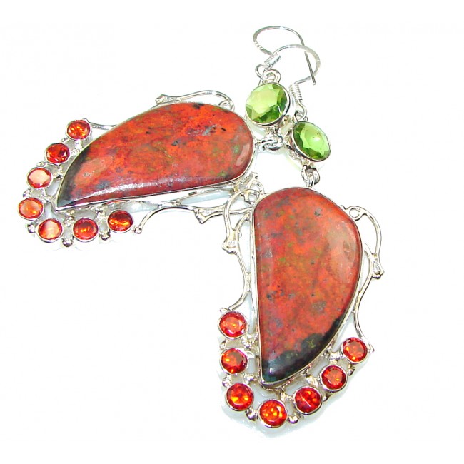 Excellent!! Red Sonora Jasper Sterling Silver Earrings