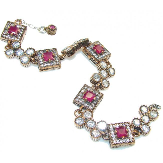 Exclusive!! Pink Ruby Sterling Silver Bracelet