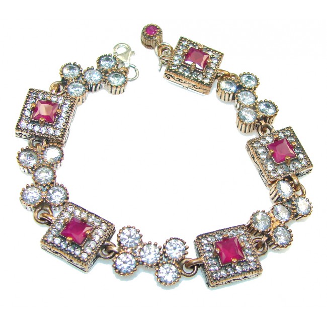Exclusive!! Pink Ruby Sterling Silver Bracelet