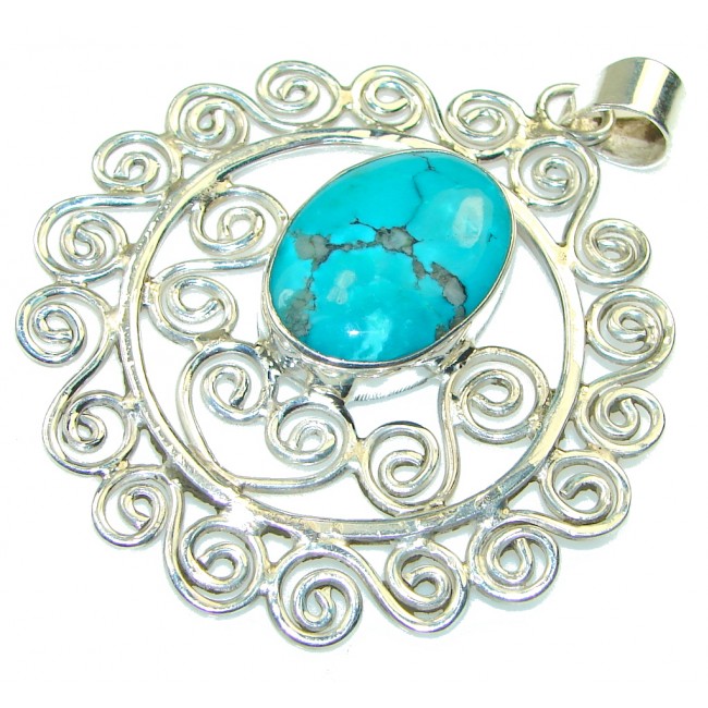 Large! Fabulous Blue Turquoise Sterling Silver Pendant