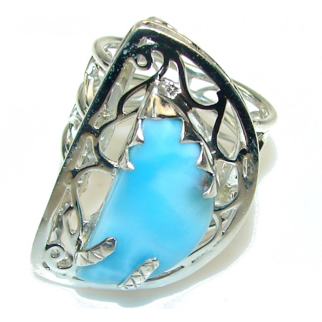 Stunning Design! Light Blue Larimar Sterling Silver Ring s. 10