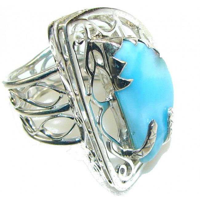 Stunning Design! Light Blue Larimar Sterling Silver Ring s. 10