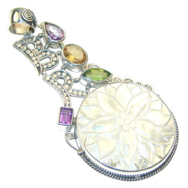 Big! Delicate Blister Pearl Sterling Silver pendant