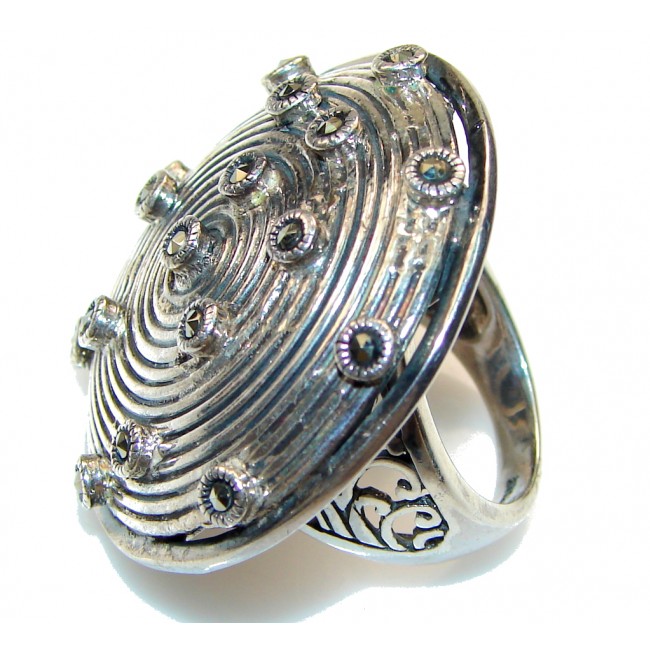 Big! Stylish Marcasite Sterling Silver Ring s. 7