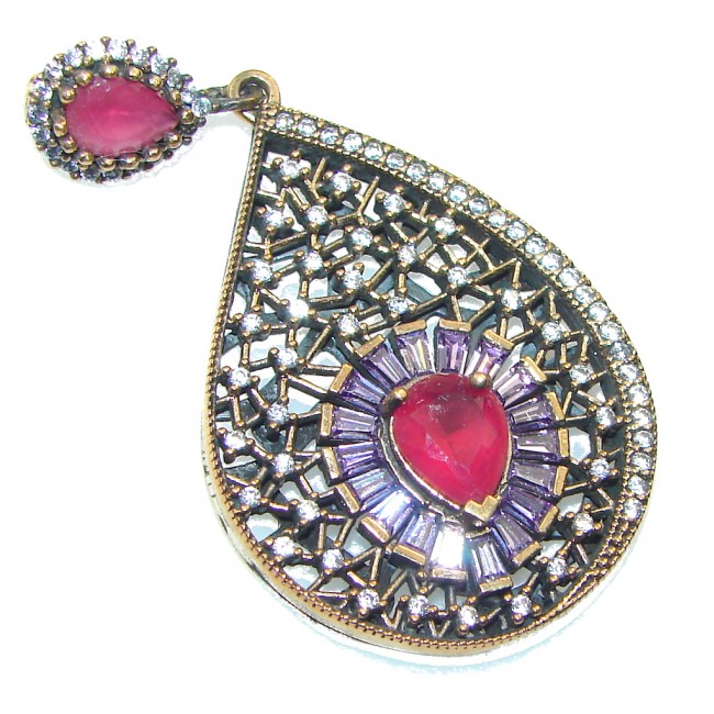 Delicate Design!! Pink Ruby Sterling Silver Pendant