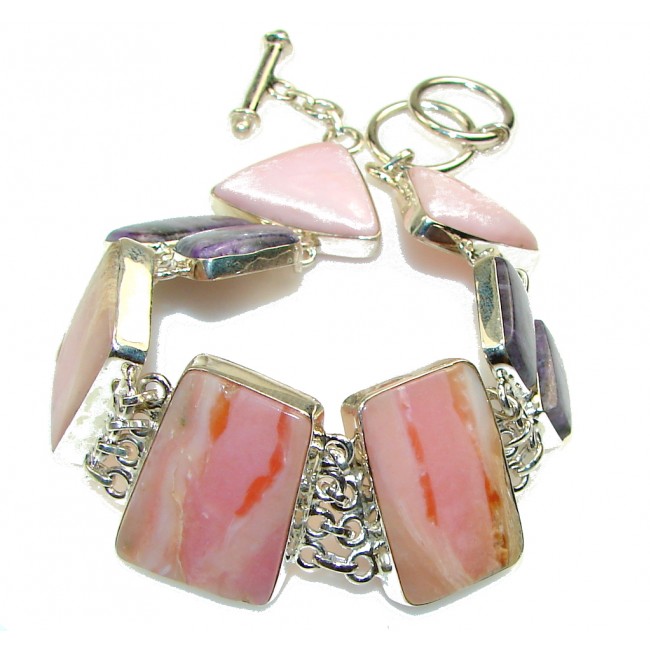 Sensational Light Pink Opal Sterling Silver Bracelet