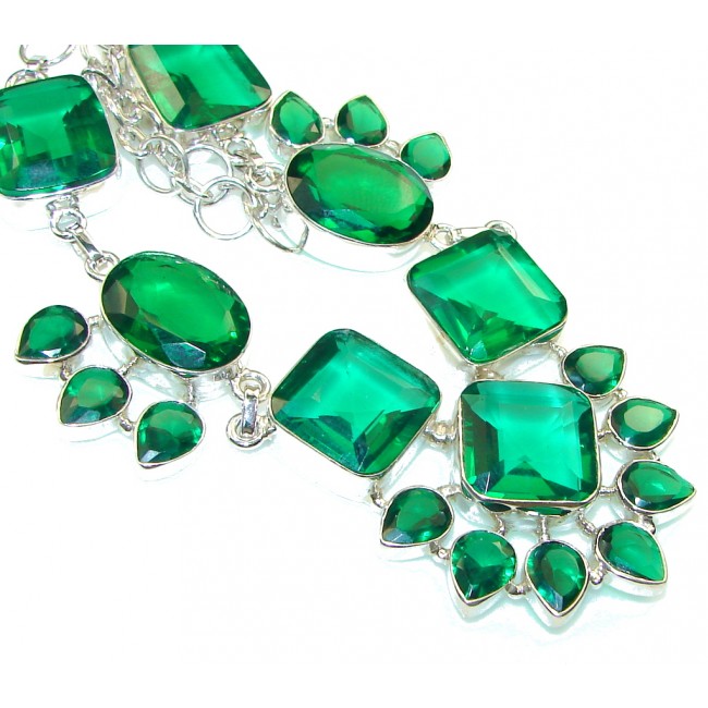 Created Green Chrome Diopside Quartz Sterling Silver Necklace