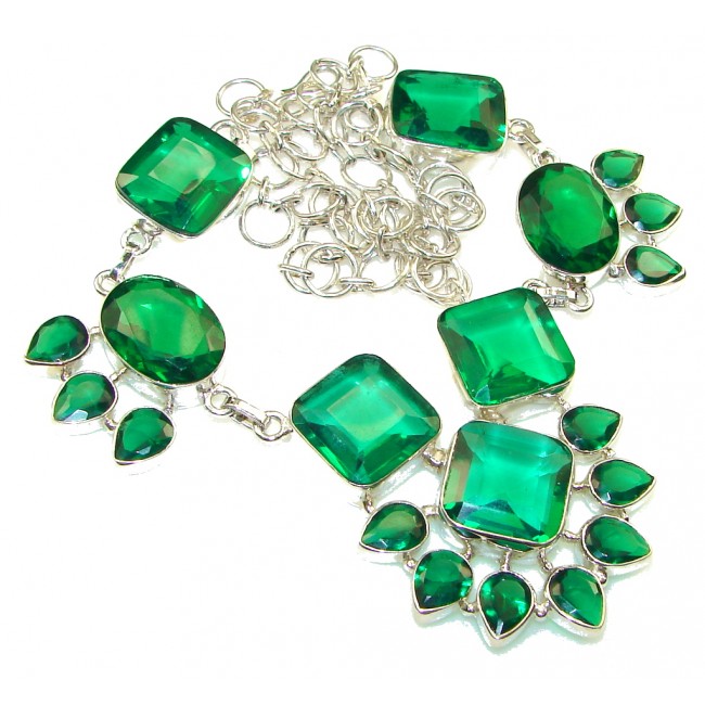 Created Green Chrome Diopside Quartz Sterling Silver Necklace