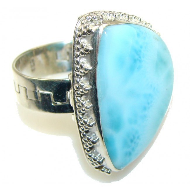 Gentle! Light Blue Larimar Sterling Silver Ring s. 10 1/4