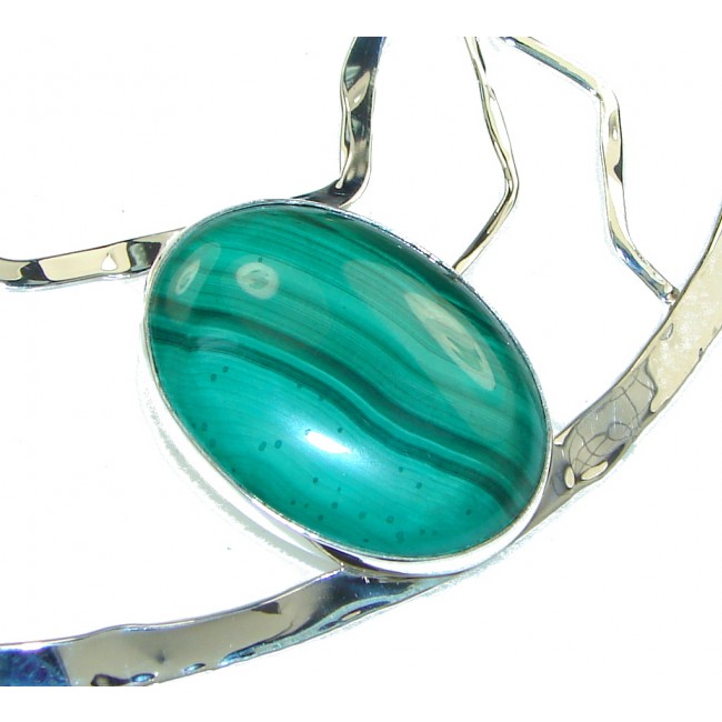 AAA Malachite Hammered Sterling Silver necklace / Choker