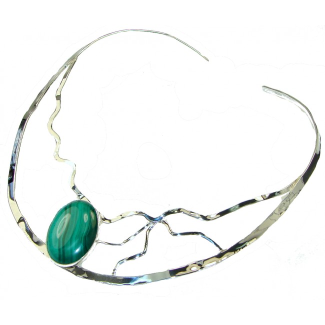 AAA Malachite Hammered Sterling Silver necklace / Choker