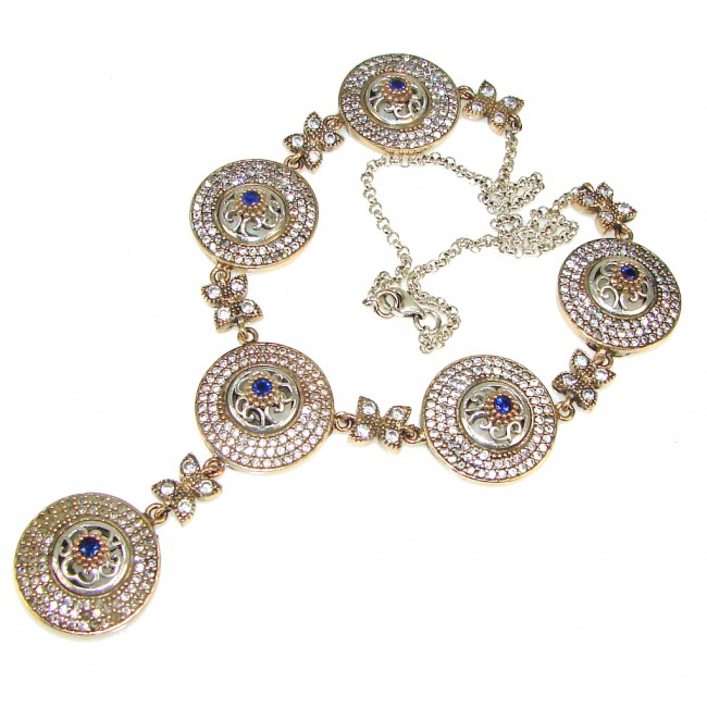 Victoran Style! Blue Sapphire Quartz Sterling Silver necklace