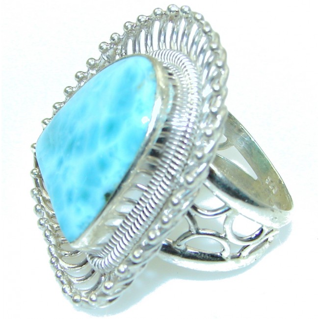 Big! Fashion Light Blue Larimar Sterling Silver Ring s. 10